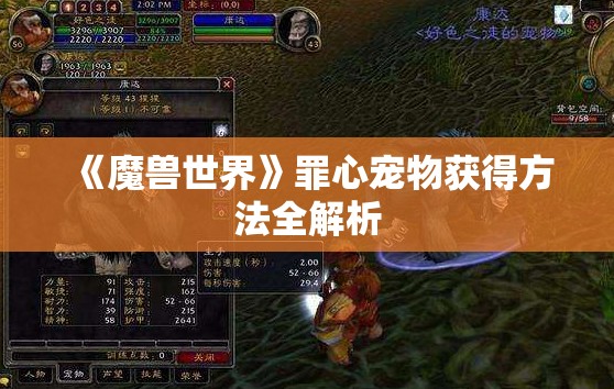 《魔兽世界》罪心宠物获得方法全解析