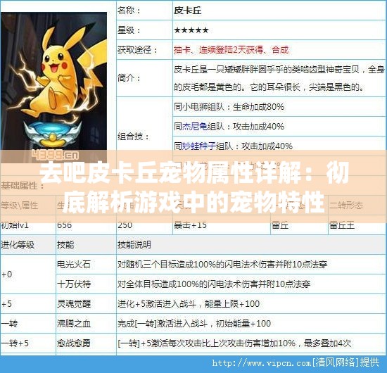 去吧皮卡丘宠物属性详解：彻底解析游戏中的宠物特性